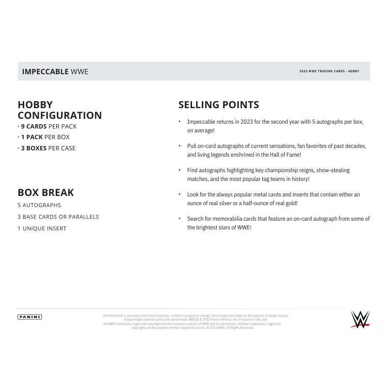 2023 Panini Impeccable WWE Hobby Box