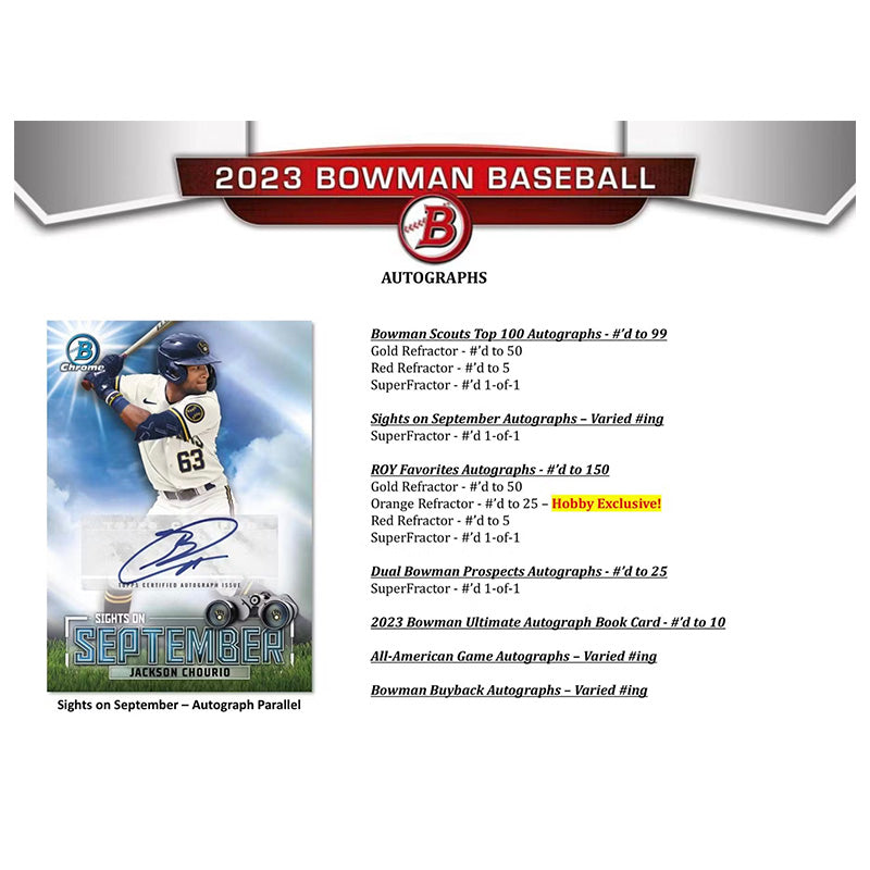 2023 Bowman Baseball Hobby Box