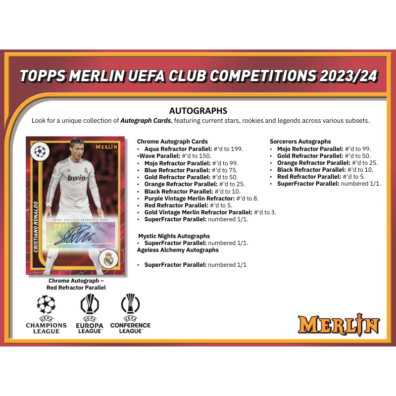 2023/24 Topps UEFA Club Competitions Merlin Chrome Soccer Hobby Box