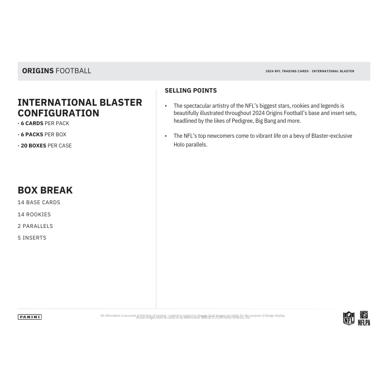 2024 Panini Origins Football International Blaster Box