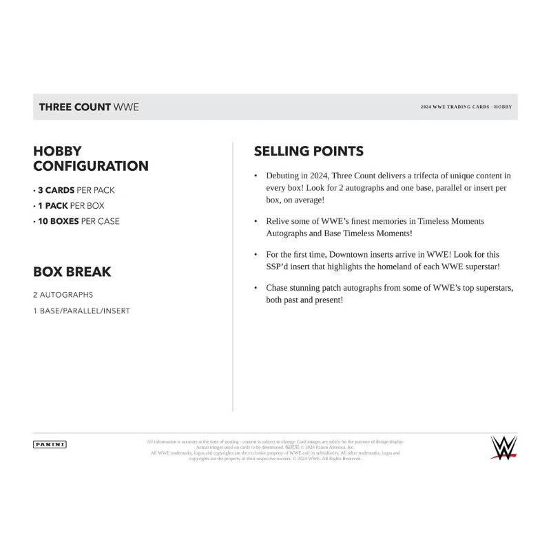 2024 Panini Three Count WWE Wrestling Hobby Box